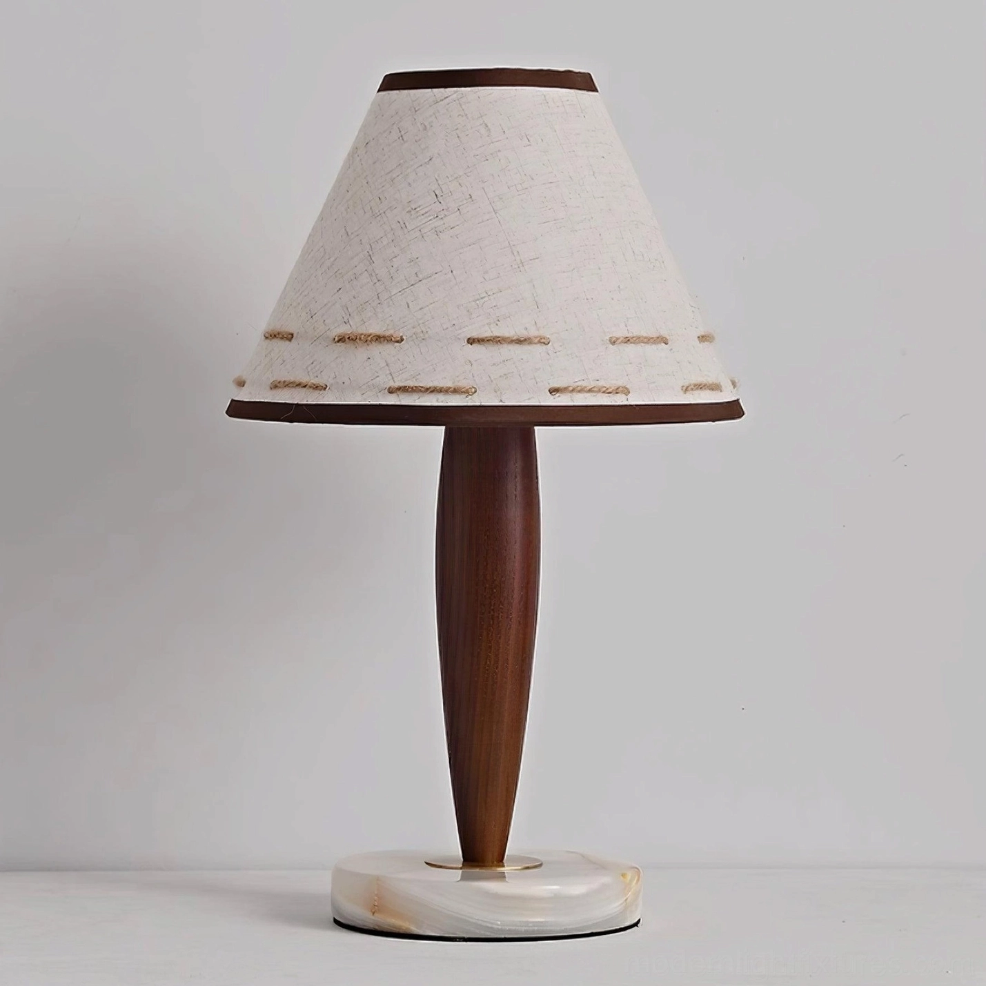 Walnut color and white terracotta table lamp - color variant options with marble accents