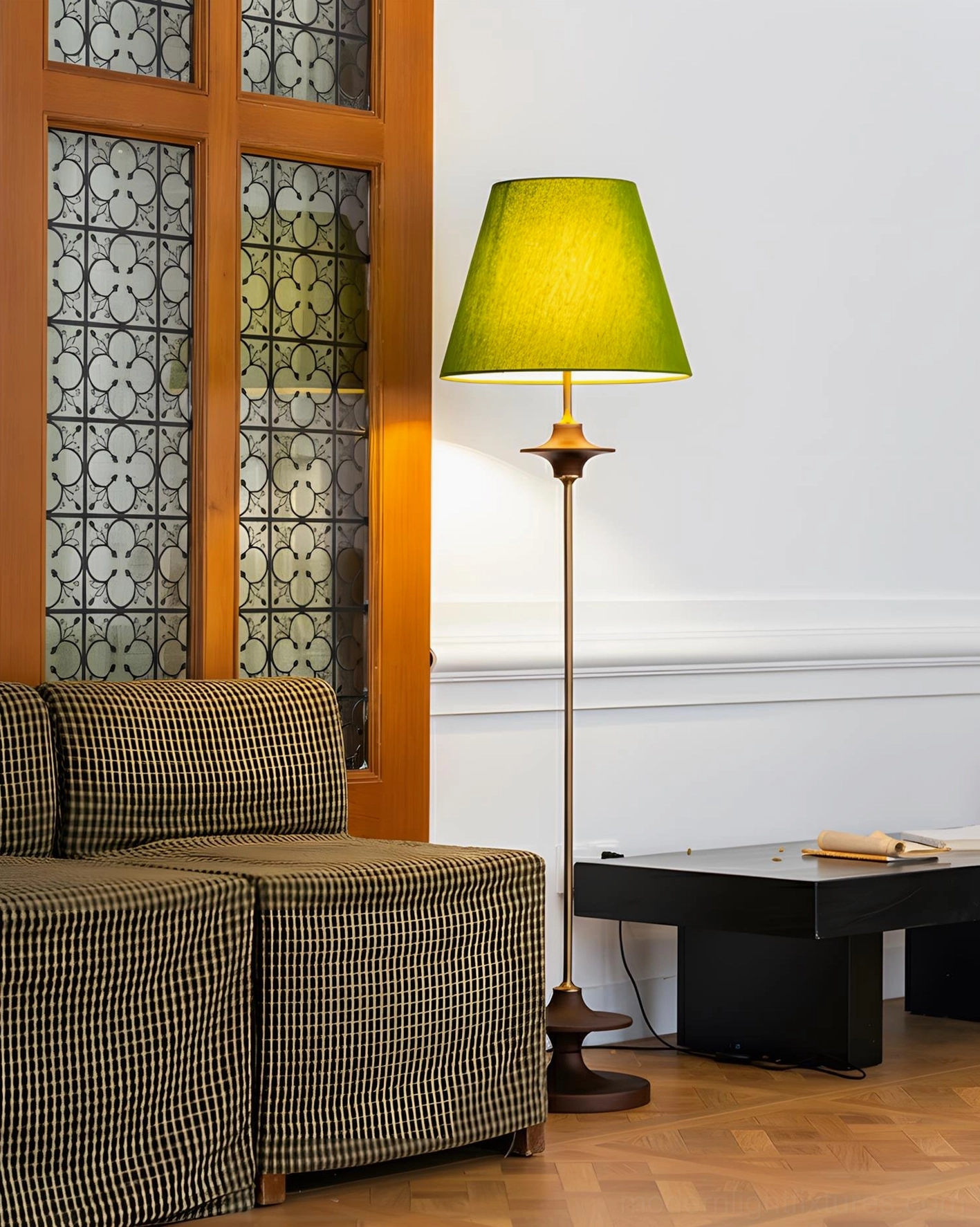Terrava mid-century floor lamp full view in modern minimalist interior space