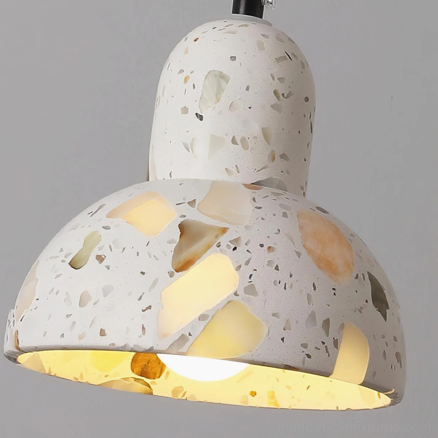 Terrazzo pendant light fixture showing architectural integration in modern home design