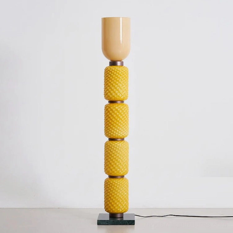 Tessara floor lamp complete product view with yellow and beige color option and EU UK AU US plug variants