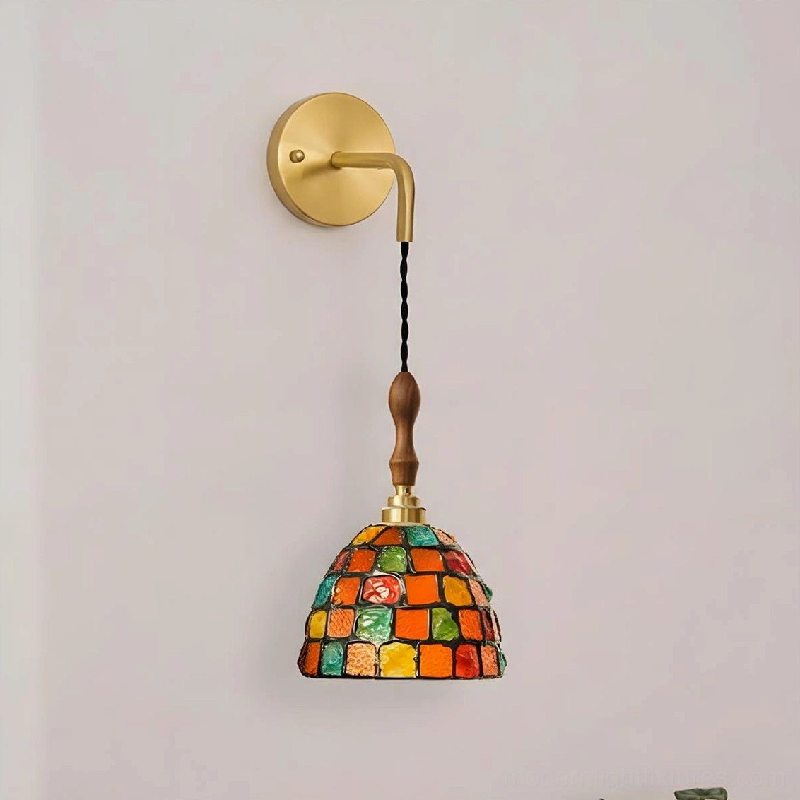 Tessaro Model D artisan mosaic wall sconce showcasing hand-assembled glass fragments