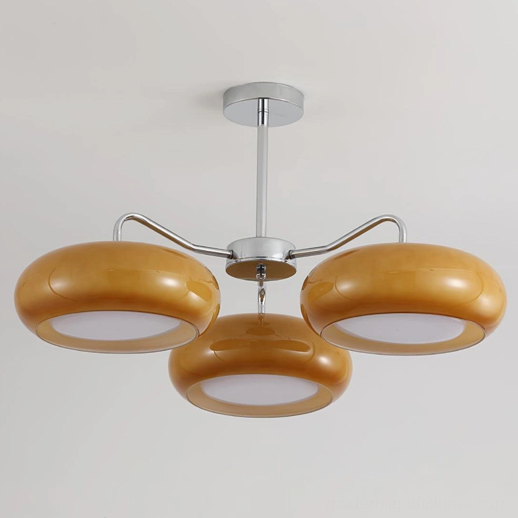 Tetra ceiling fixture variant with chrome frame and brown frosted glass shades - color option showcase