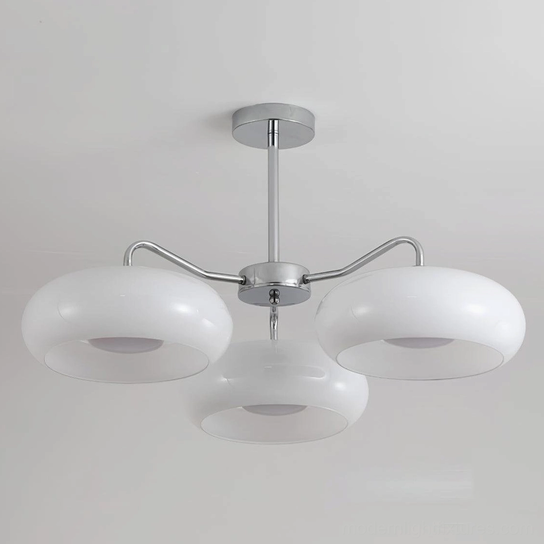 Tetra 3-light pendant with chrome and white frosted glass configuration - product variant close-up