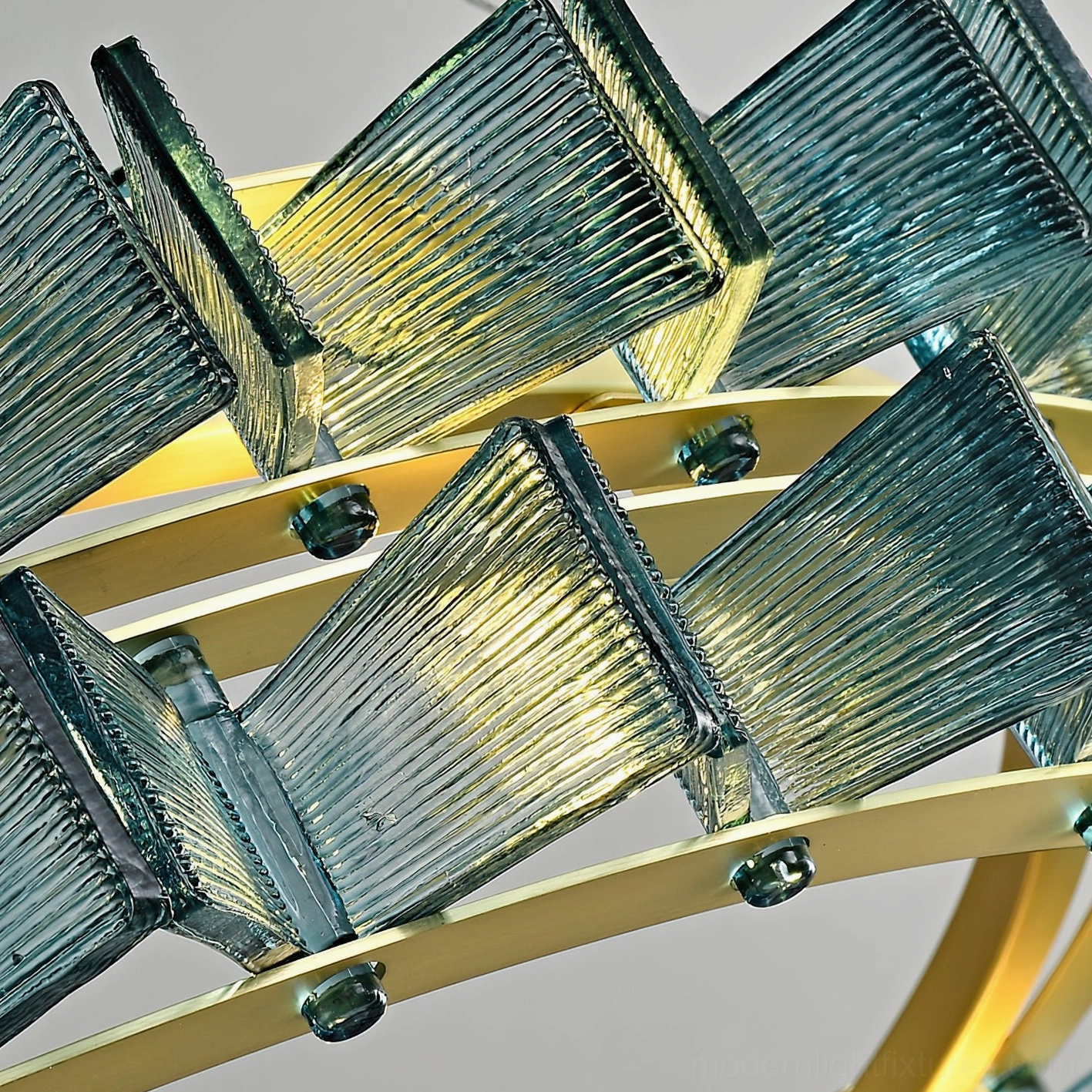 Contemporary textured glass ring chandelier artistic light play and shadow effect showcase