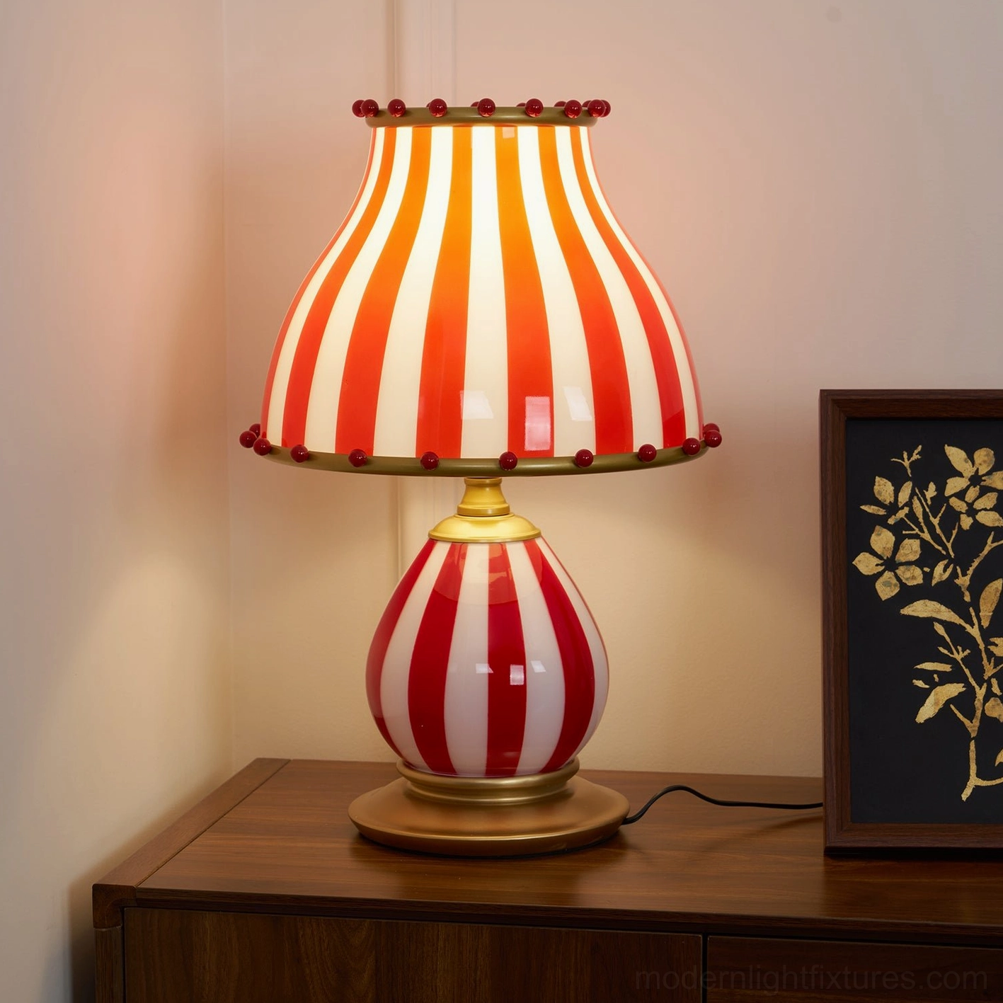 Table lamp with theatrical flair and refined elegance circus inspiration