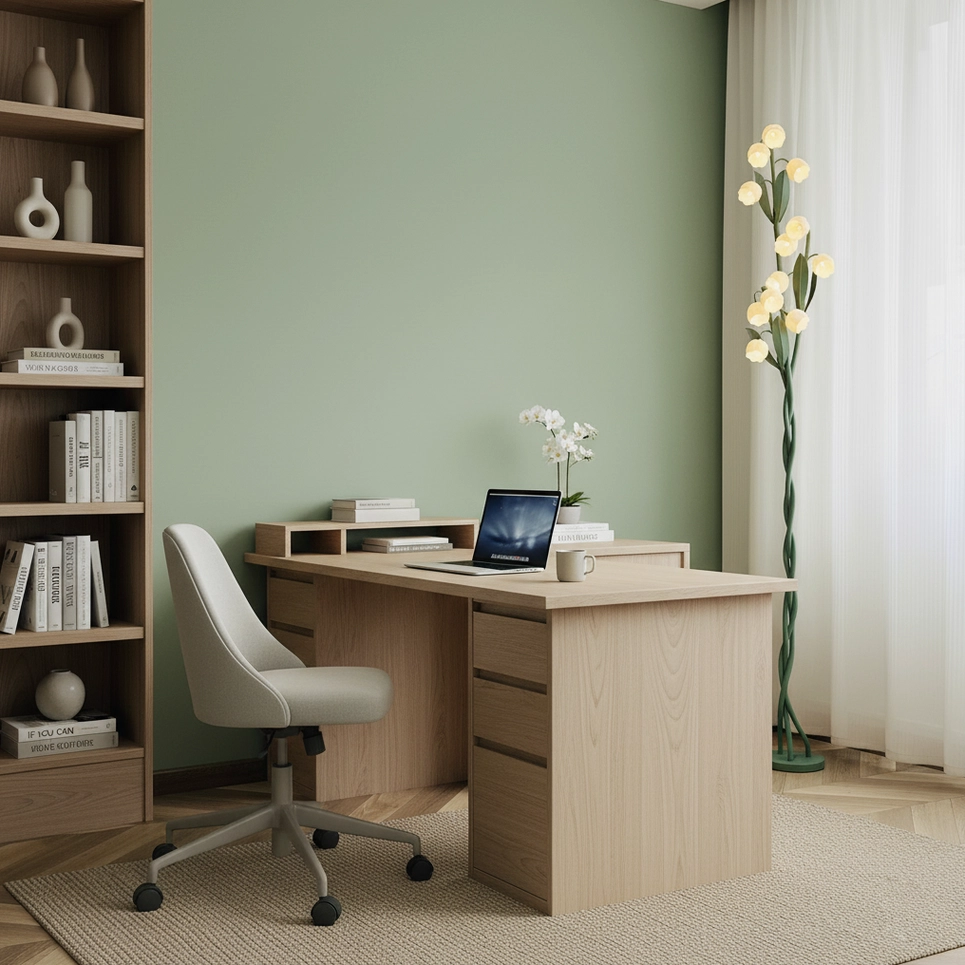 Lily of the valley floor lamp featuring three independent light heads with frosted white acrylic shades and metal frame