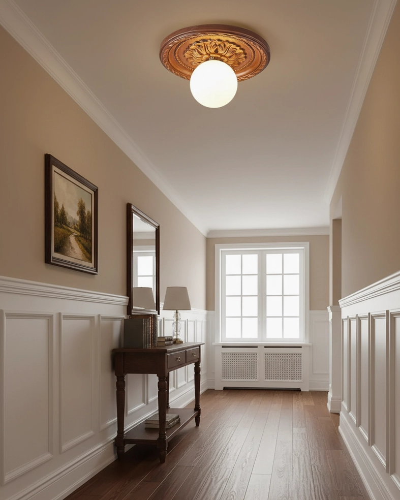 Three modern resin ceiling lights arranged above dining table contemporary dining room