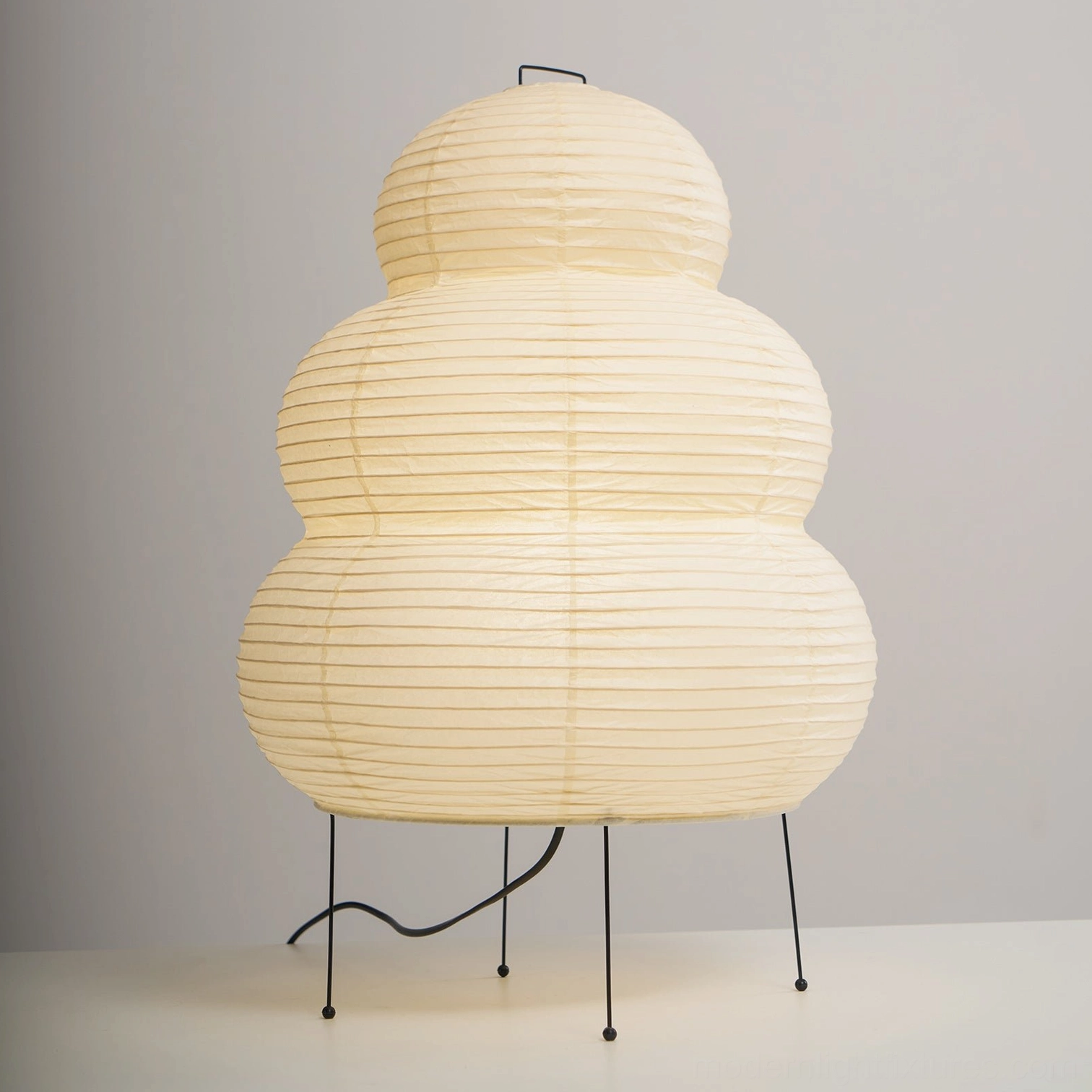 Contemporary white tiered table lamp complete view, full product design showcase