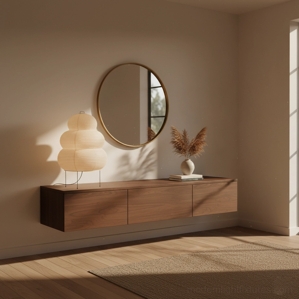 Sculptural white tiered Shoji paper table lamp with cylindrical geometric design, front view
