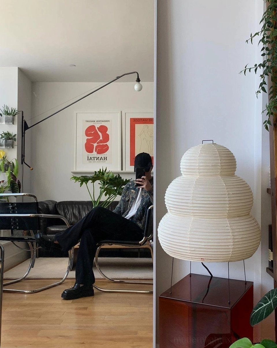 Contemporary tiered Shoji lamp with warm paper glow, ambient home lighting solution