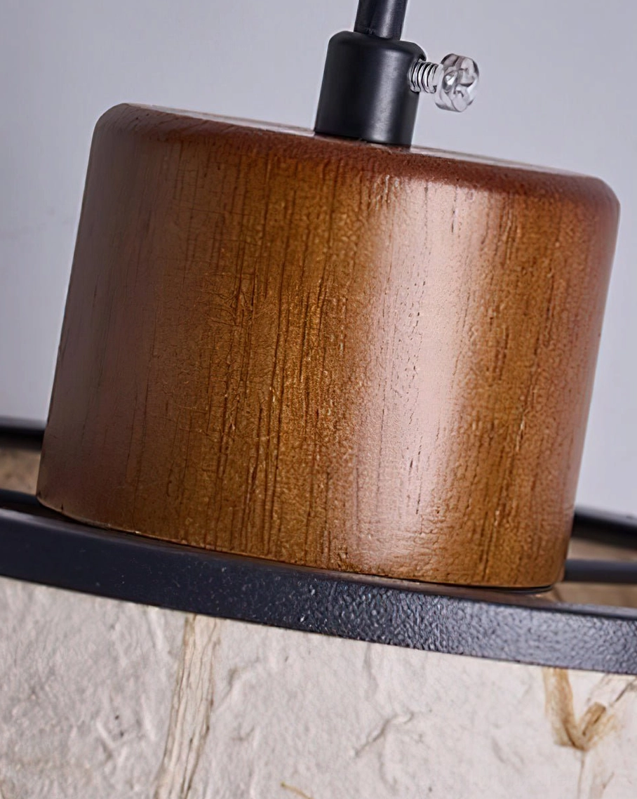 Tierra pendant light artisanal craftsmanship featuring handmade rice paper with organic fiber visibility and wabi-sabi design