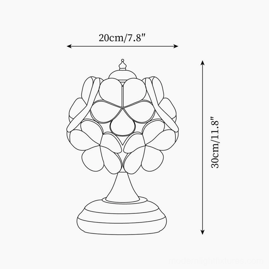 Tiffany stained glass lamp design draft showing petal pattern and dimensions 20cm x 30cm