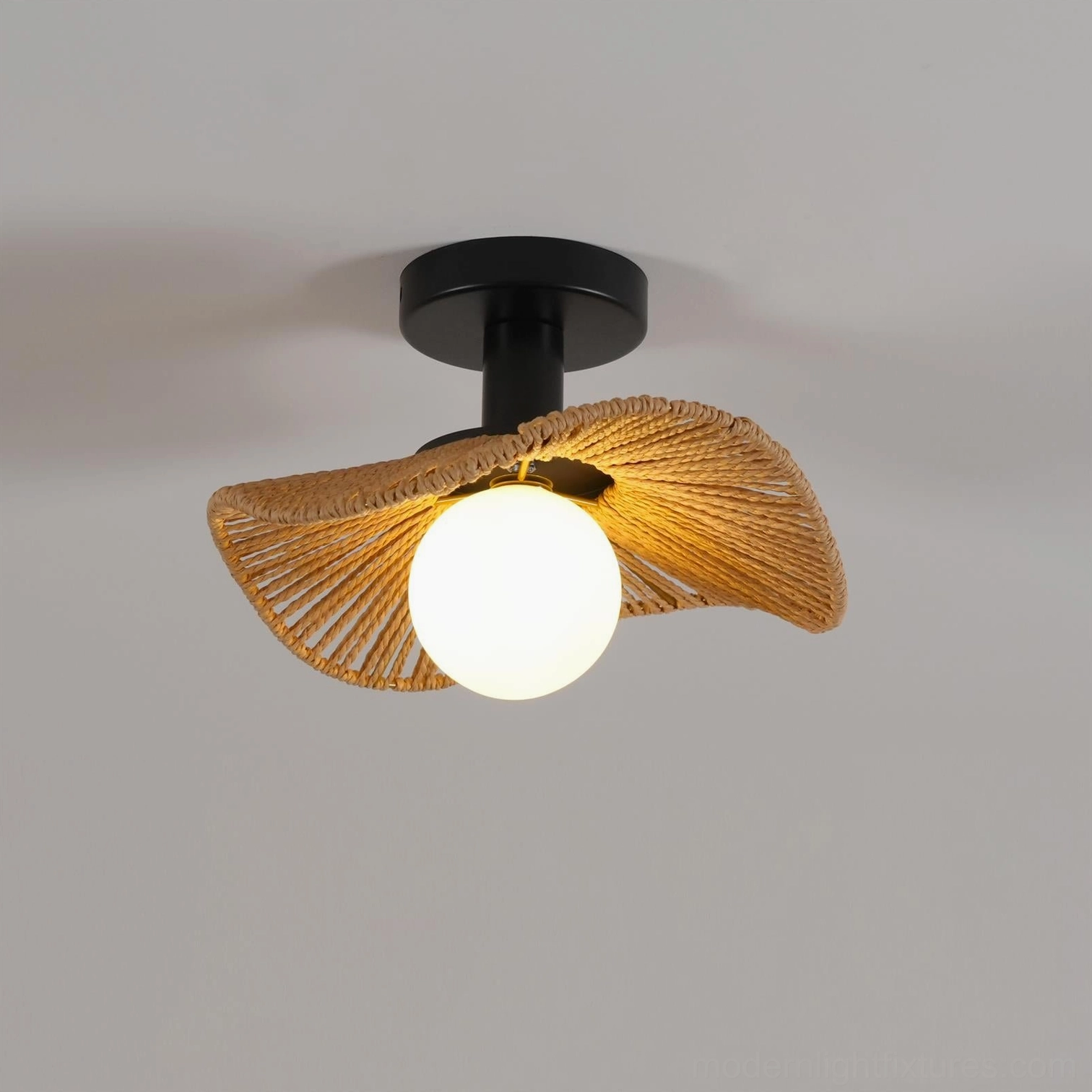 Tilda ceiling light fixture multiple size options comparison, small medium large rattan shade variations