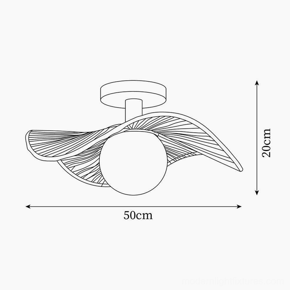 Tilda ceiling light technical dimensions drawing, 50cm diameter and 20cm height specifications, orthographic projection