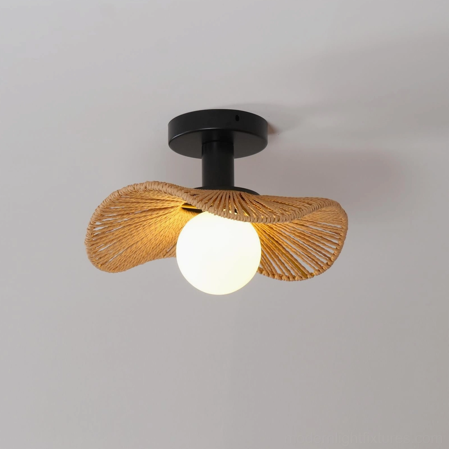 Tilda rattan ceiling light fixtures in all available sizes and color finishes, complete product range