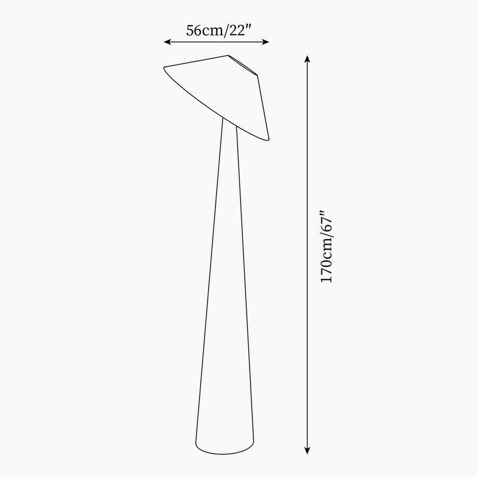 Tilt Hat floor lamp dimension technical drawing showing 170cm height and 56cm shade diameter