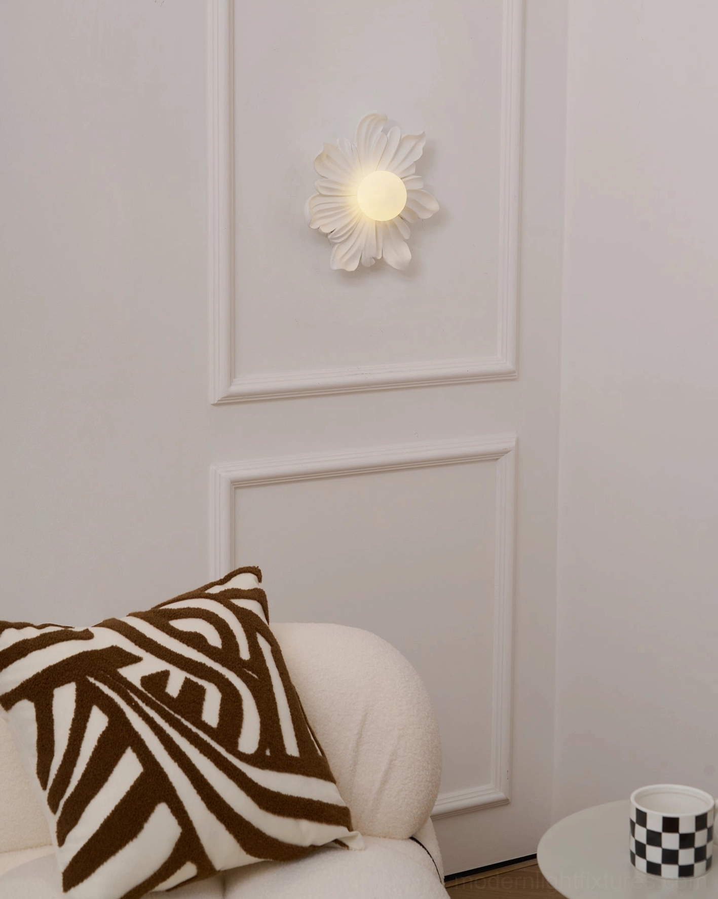 Tina flower wall sconce with dimmer switch compatibility, adjustable warm light botanical accent fixture