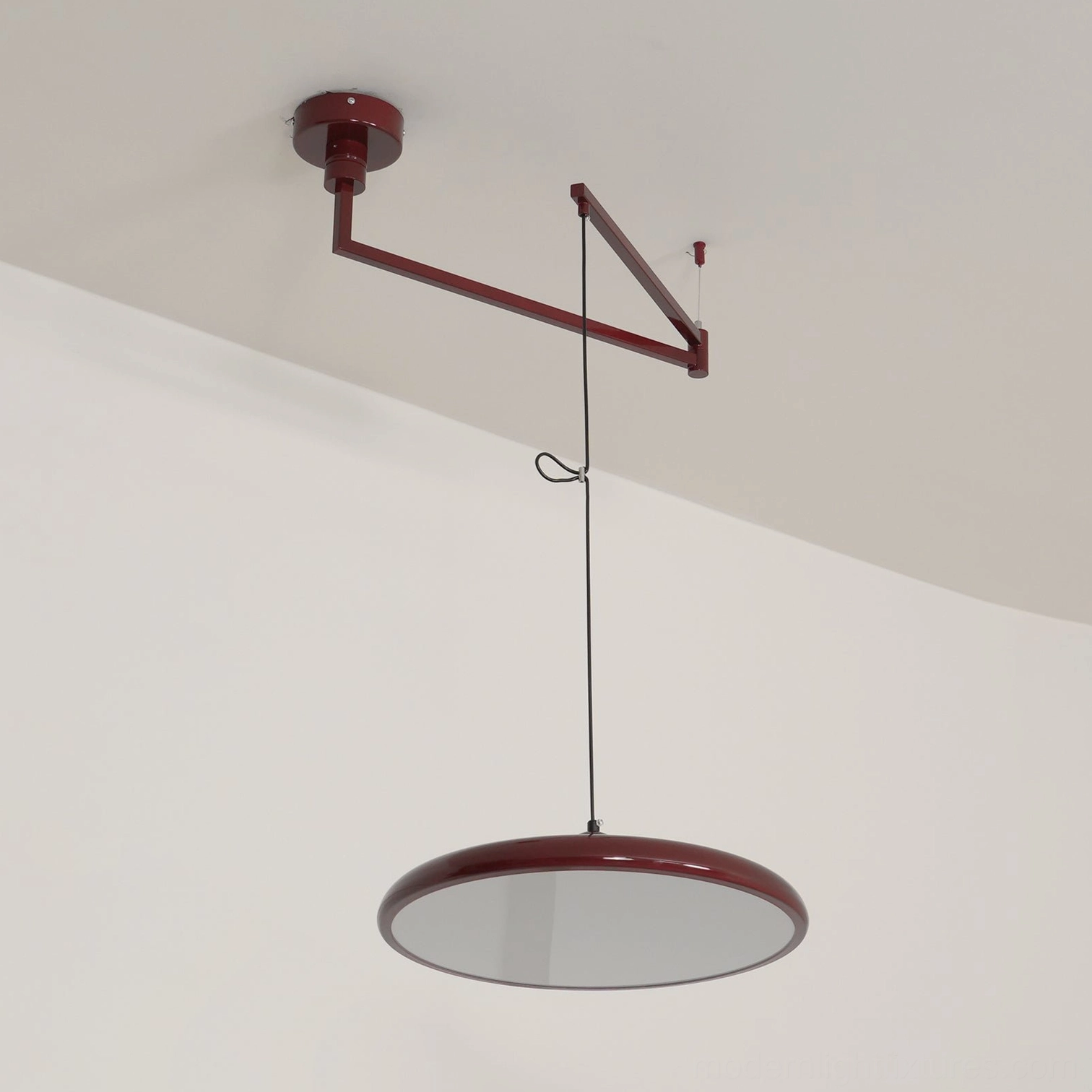 Acrylic diffuser close-up of Tizio pendant showing even light diffusion and clarity