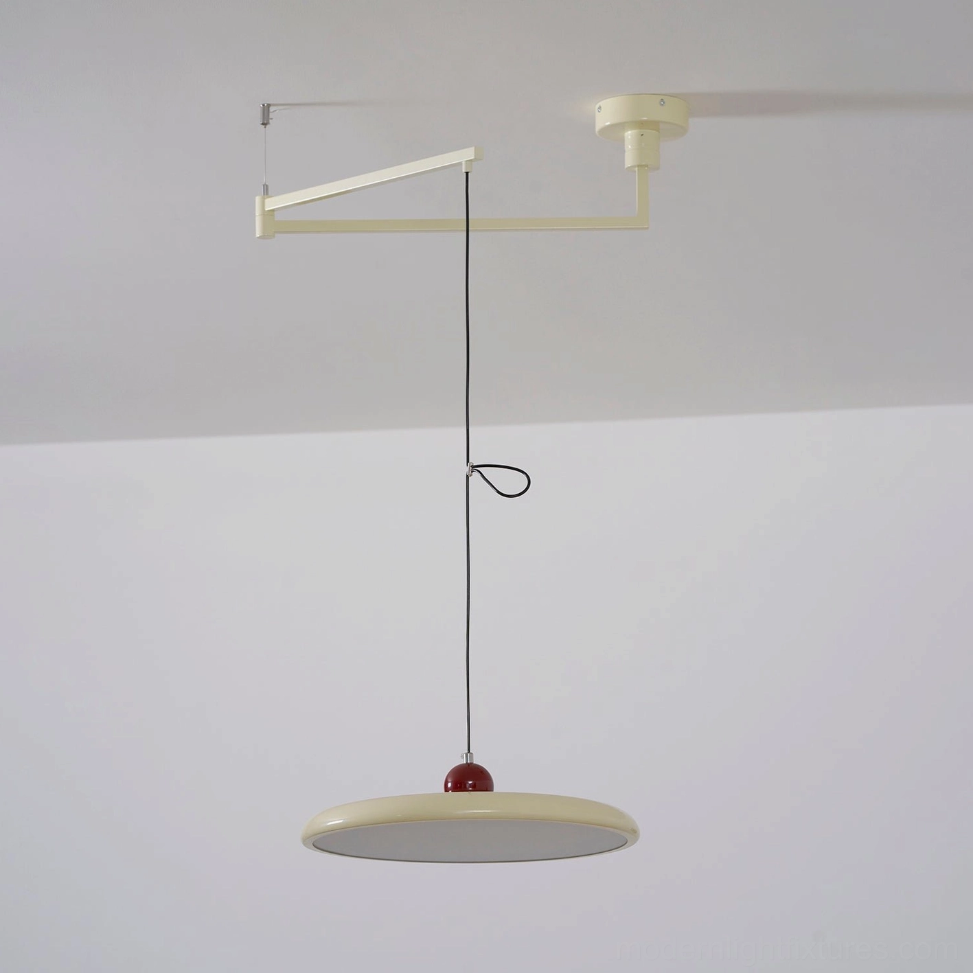 Beige Tizio pendant lamp with Triac dimming option and remote control capability