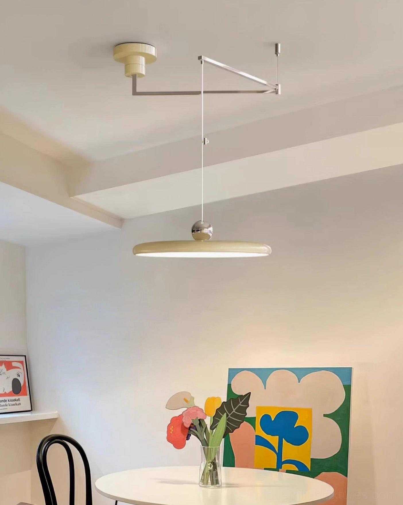 Neutral white 4000K Tizio pendant lamp in kitchen providing balanced task illumination