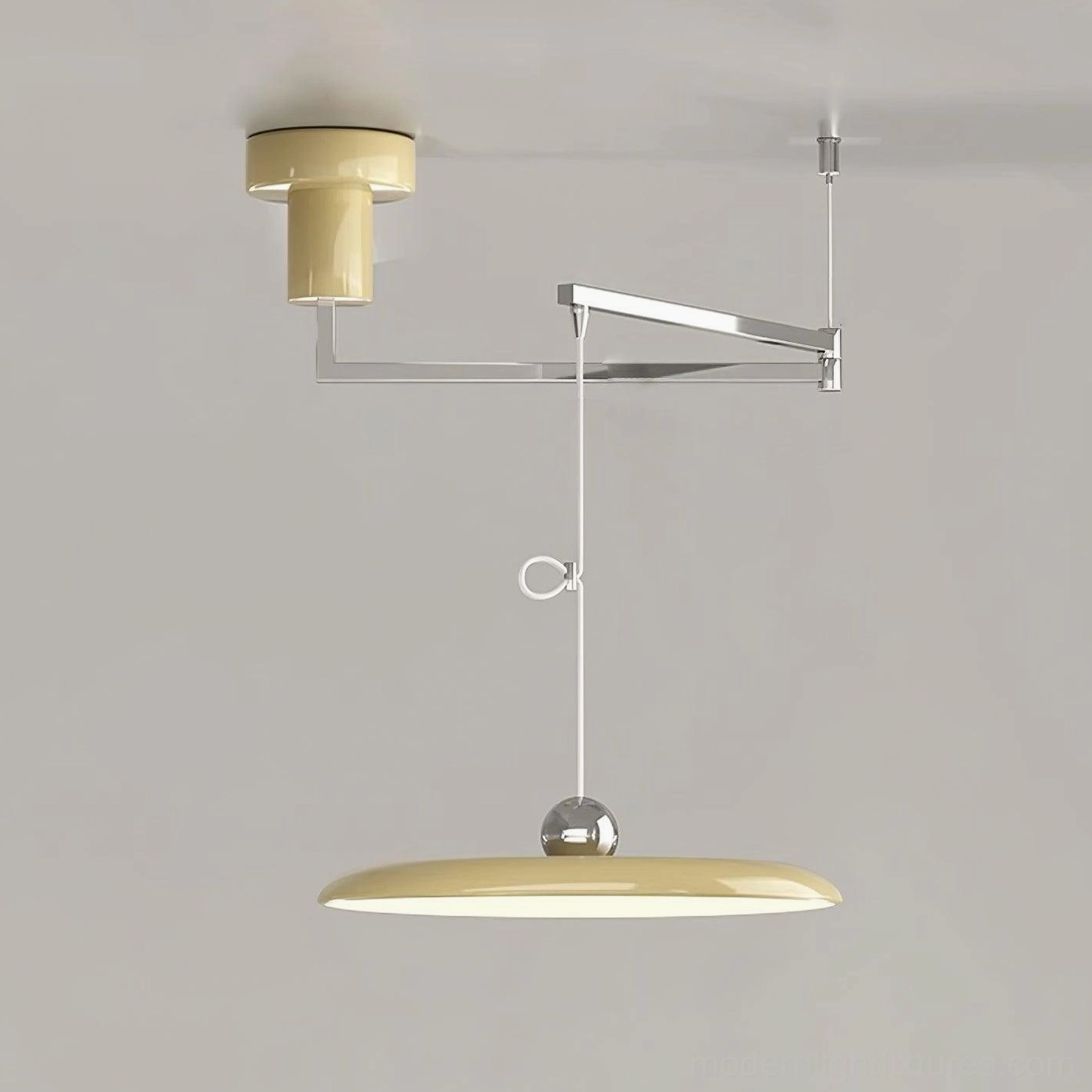 Overhead view of Tizio disc pendant lamp showing acrylic shade light distribution pattern