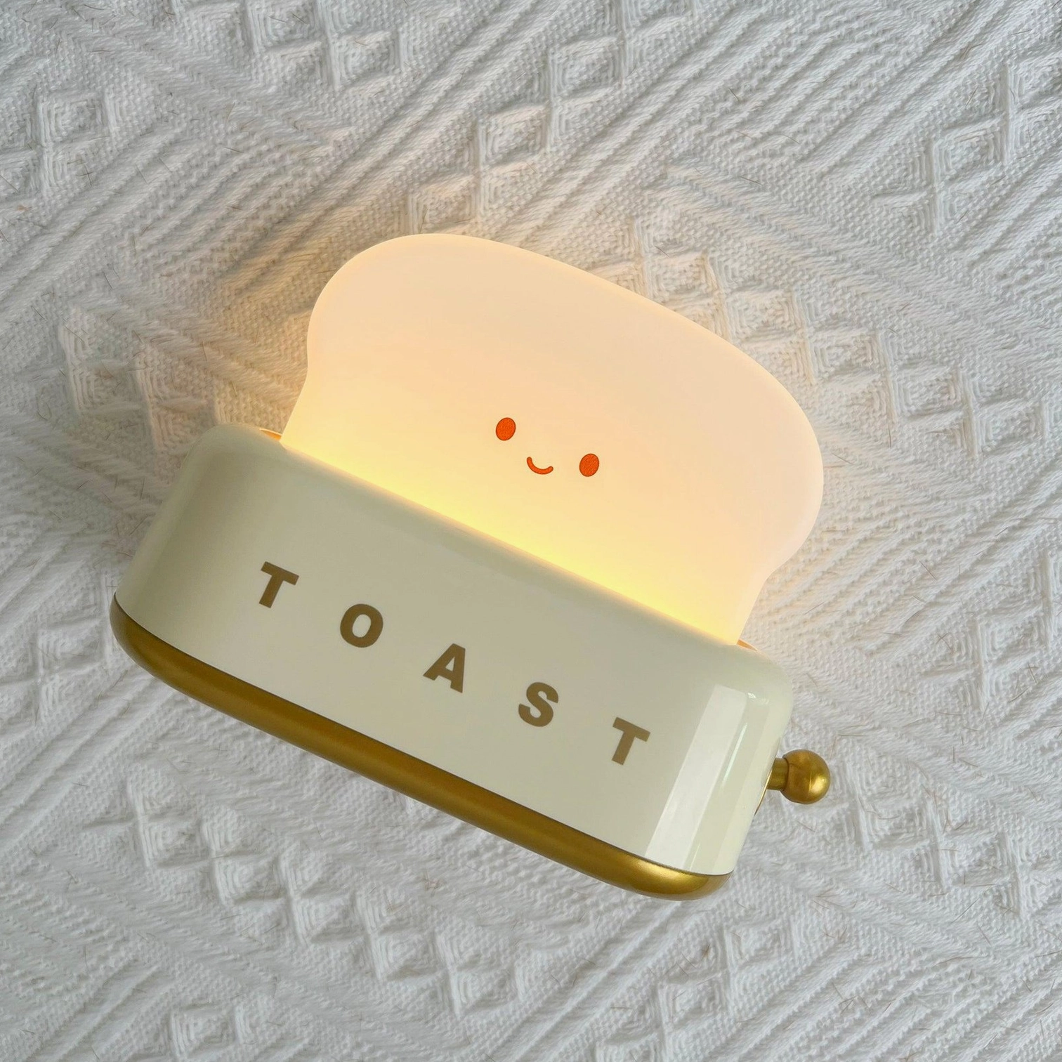 Toaster table lamp integrated LED technology showing energy-efficient warm ambient lighting