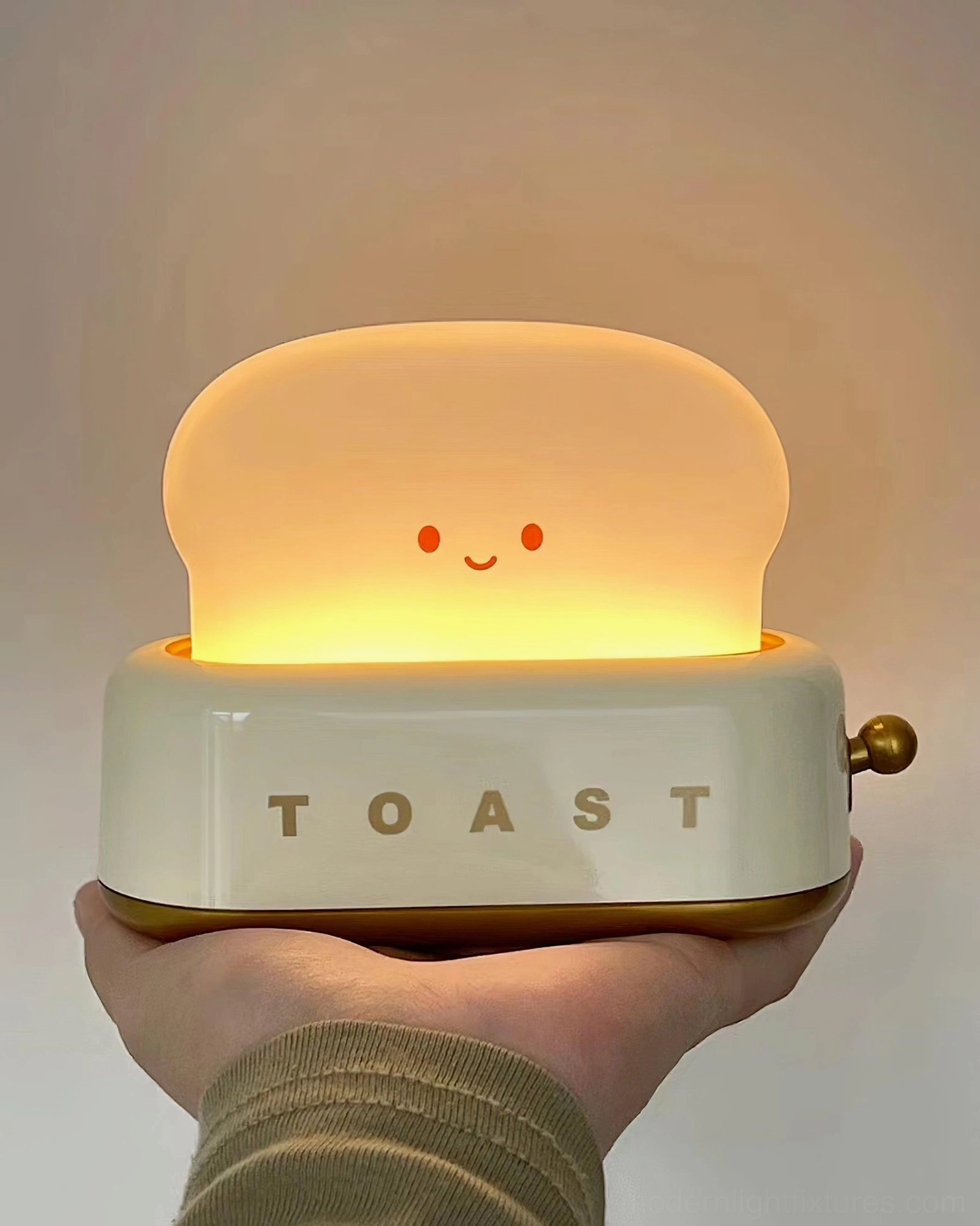 Toaster table lamp showing plastic and acrylic premium materials with durable construction