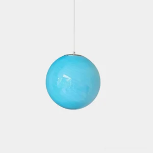 Tobia blue hand-blown glass spiral swirl pendant light with chrome hardware - modern minimalist design