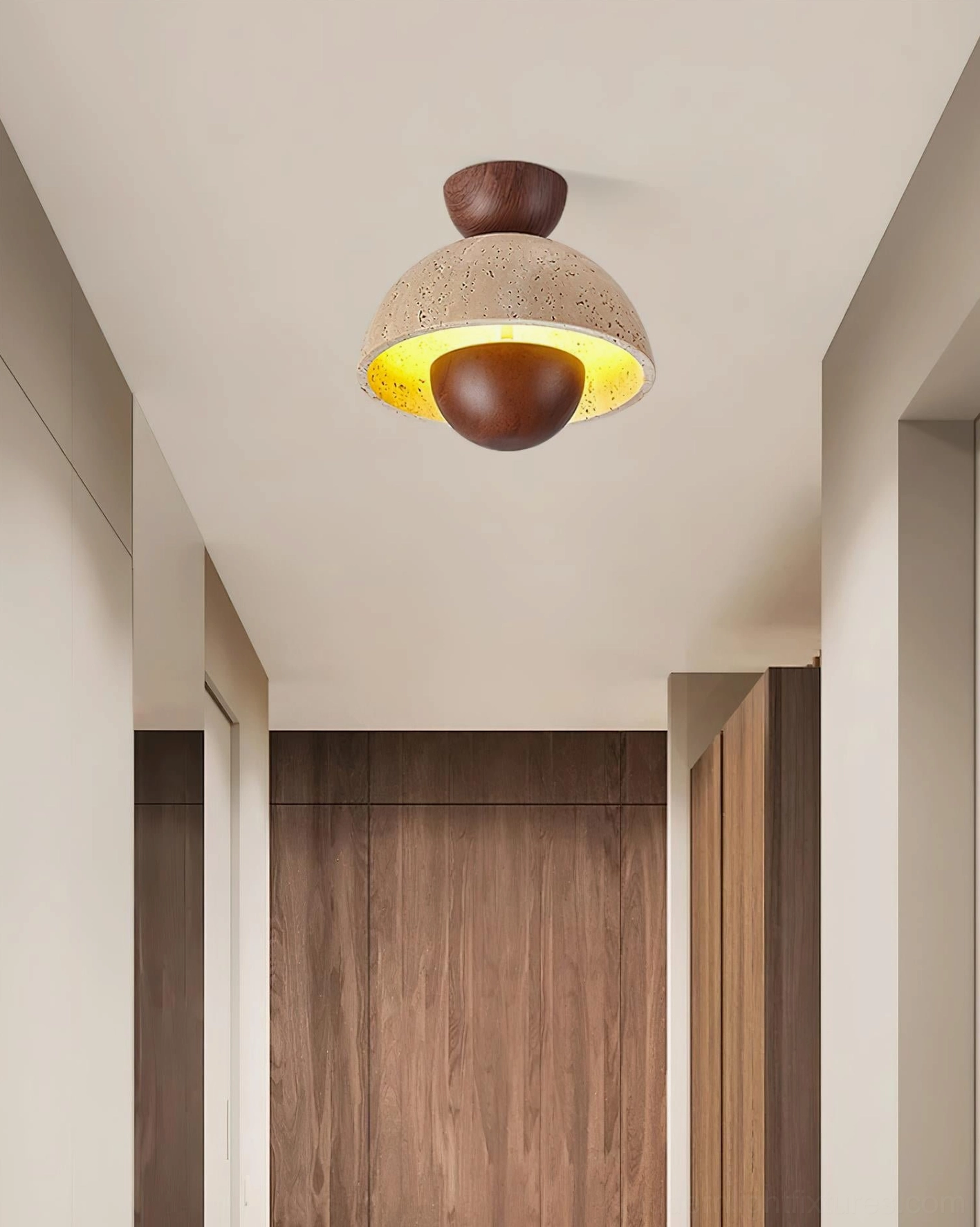 Toccata ceiling light fixture beige travertine wood color variant contemporary design