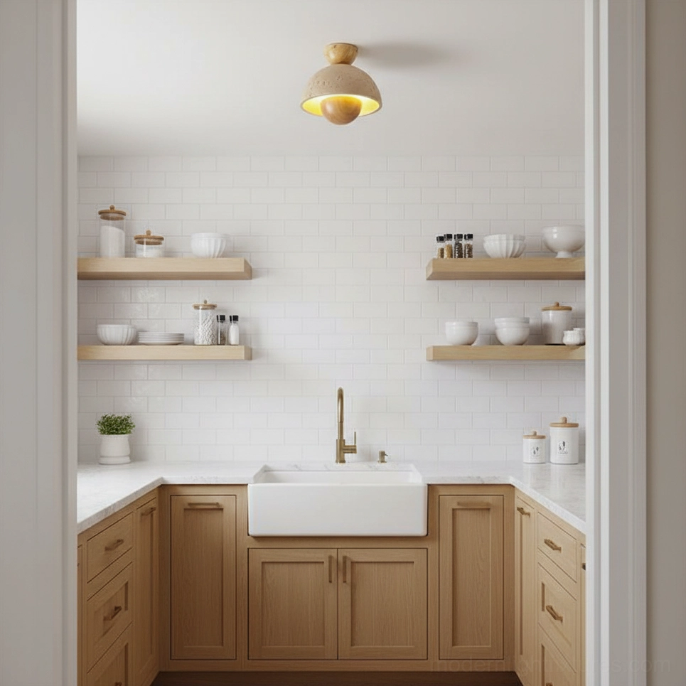 Toccata ceiling fixture warm wood kitchen modern minimalist home lighting design