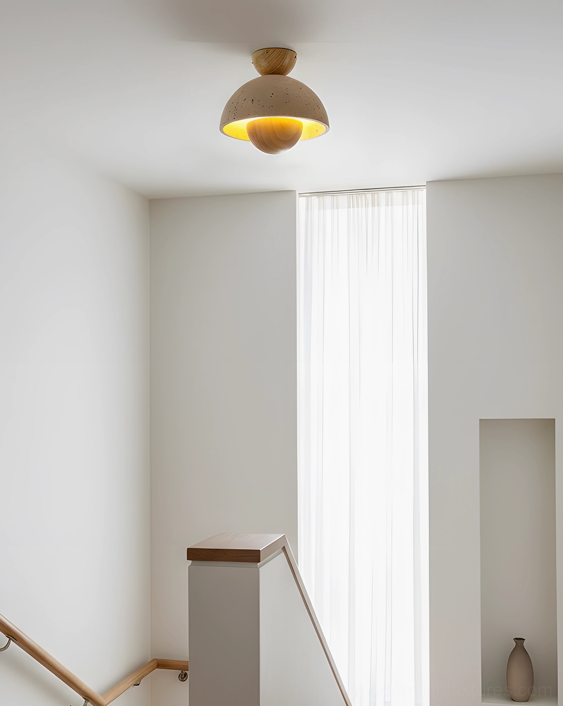 Toccata natural stone ceiling light fixture stairwell minimalist residential interior