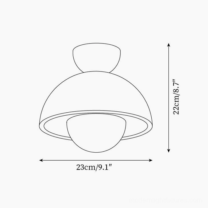 Toccata ceiling light technical specifications line drawing orthographic view dimensions