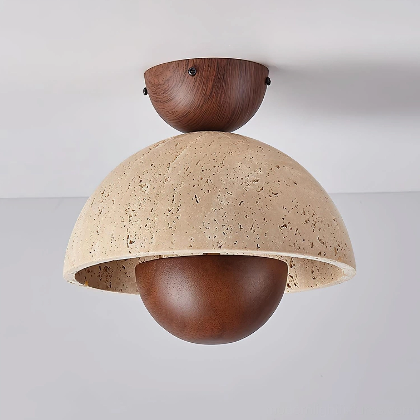 Toccata natural stone wood ceiling light fixture modern japandi home design focal point