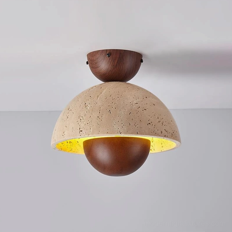 Toccata walnut wood color ceiling light fixture warm white LED illumination 3000k