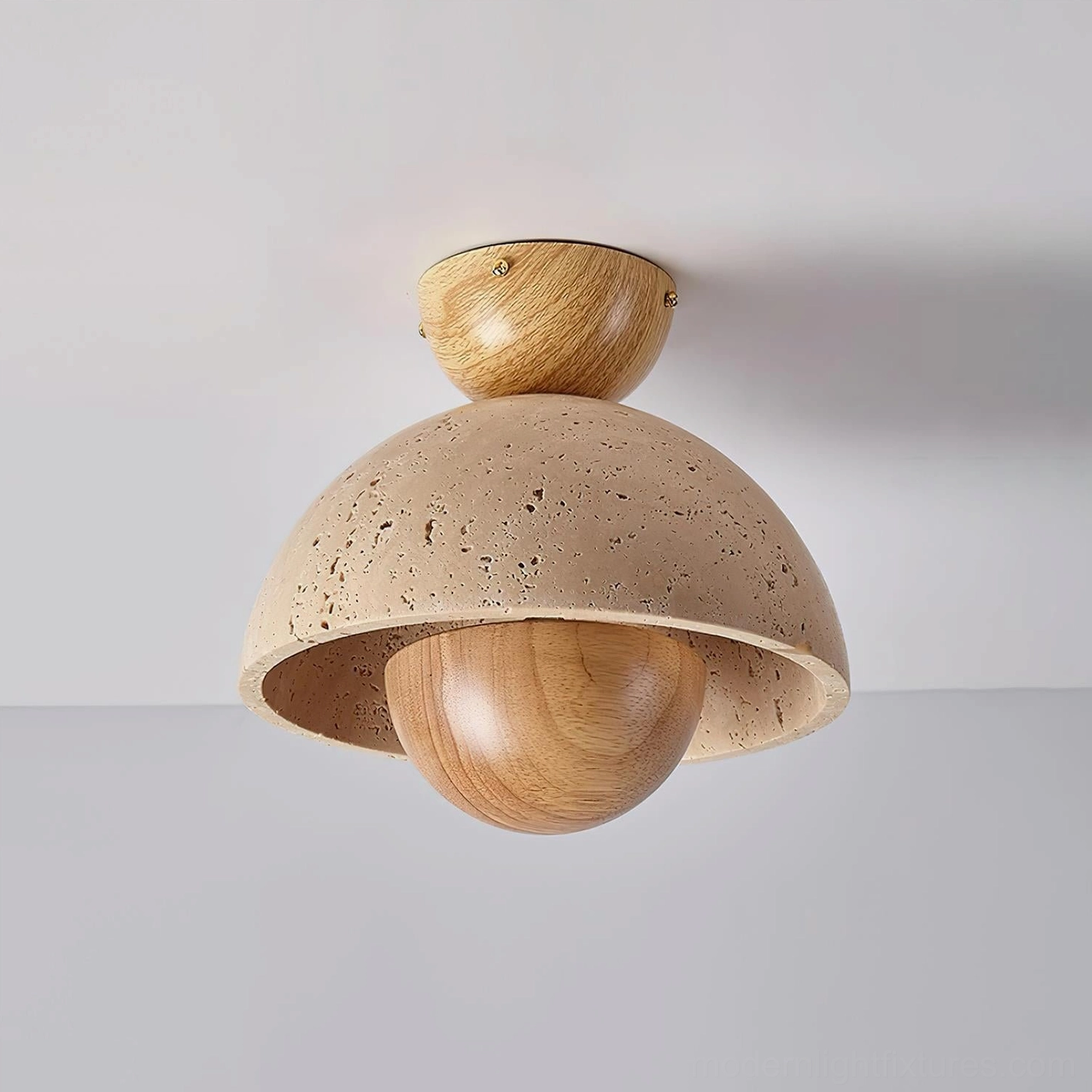 Toccata ceiling light fixture walnut hardwood variant mounted installation example