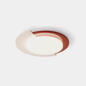 Toina modern round ceiling light with two-tone red and white design, front view studio shot