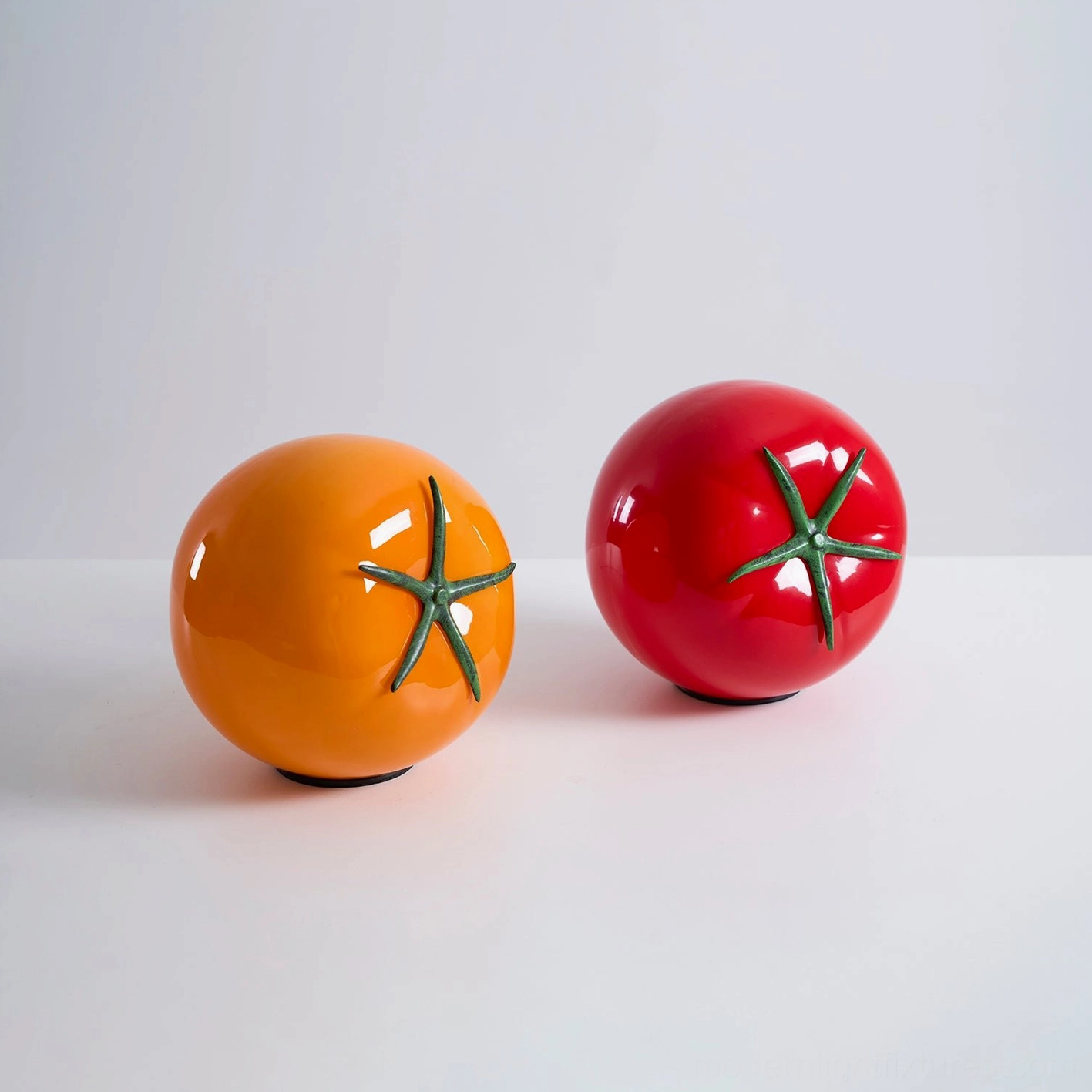 Tomato lamp artistic lighting - handcrafted glass table light with integrated LED