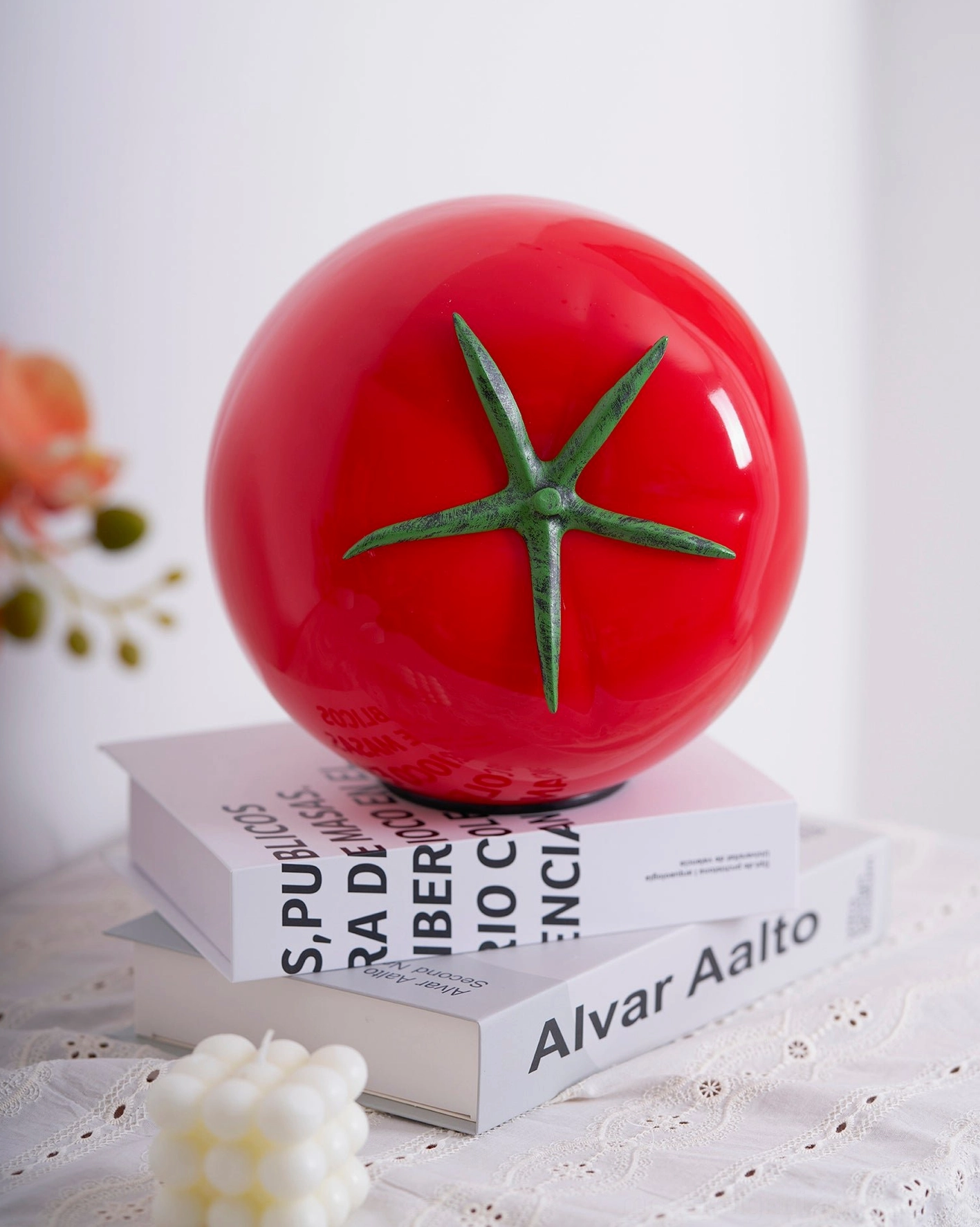 Tomato glass lamp demonstrating integrated LED design - modern table light fixture