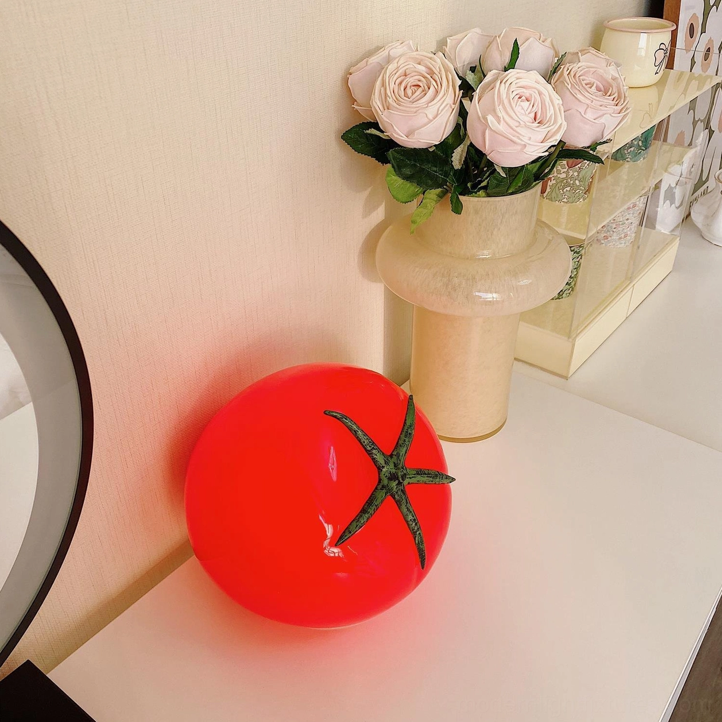 Tomato resin table lamp artistic sculptural lighting accent for modern home spaces