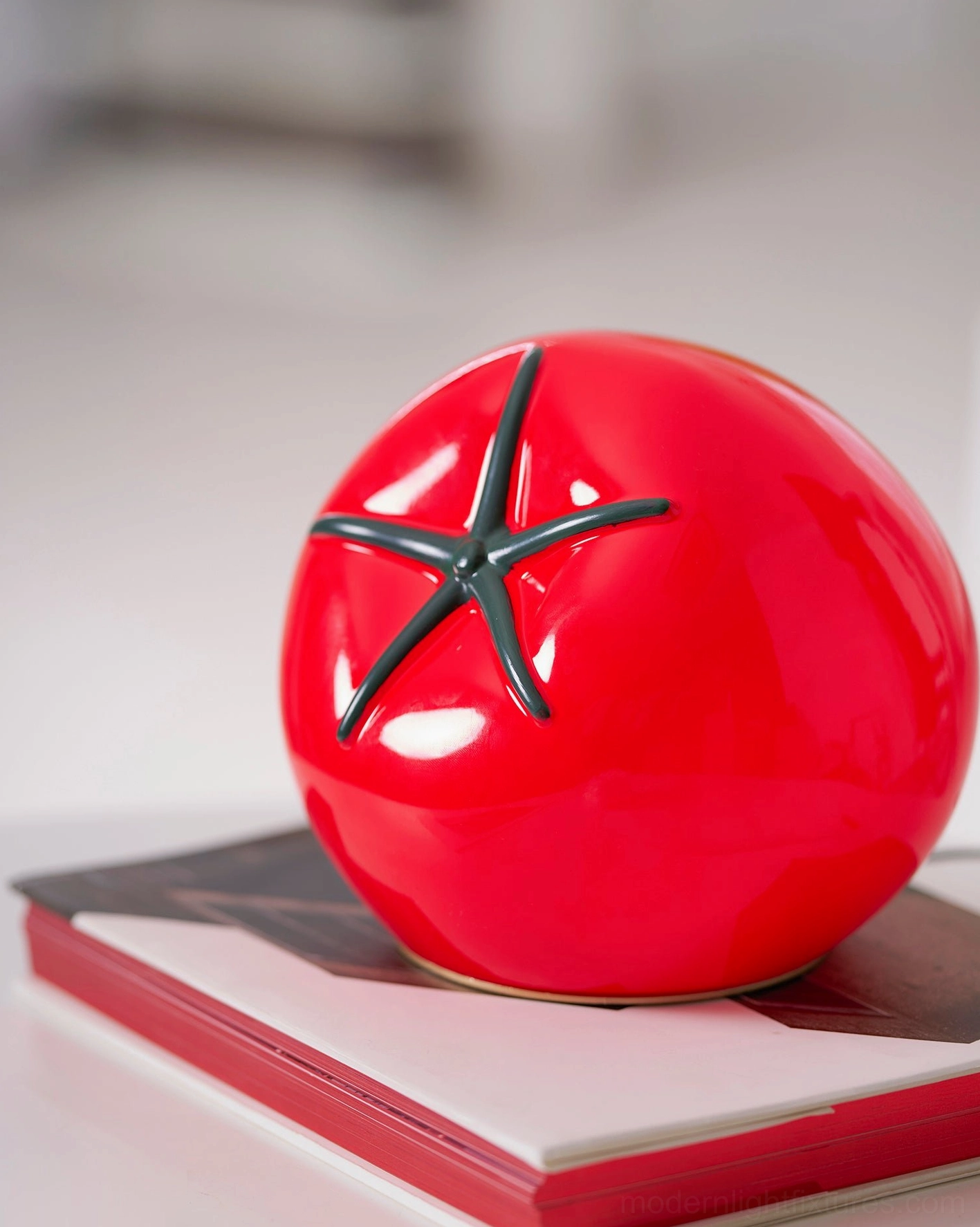 Tomato resin table lamp attention to detail painted accents fine craftsmanship