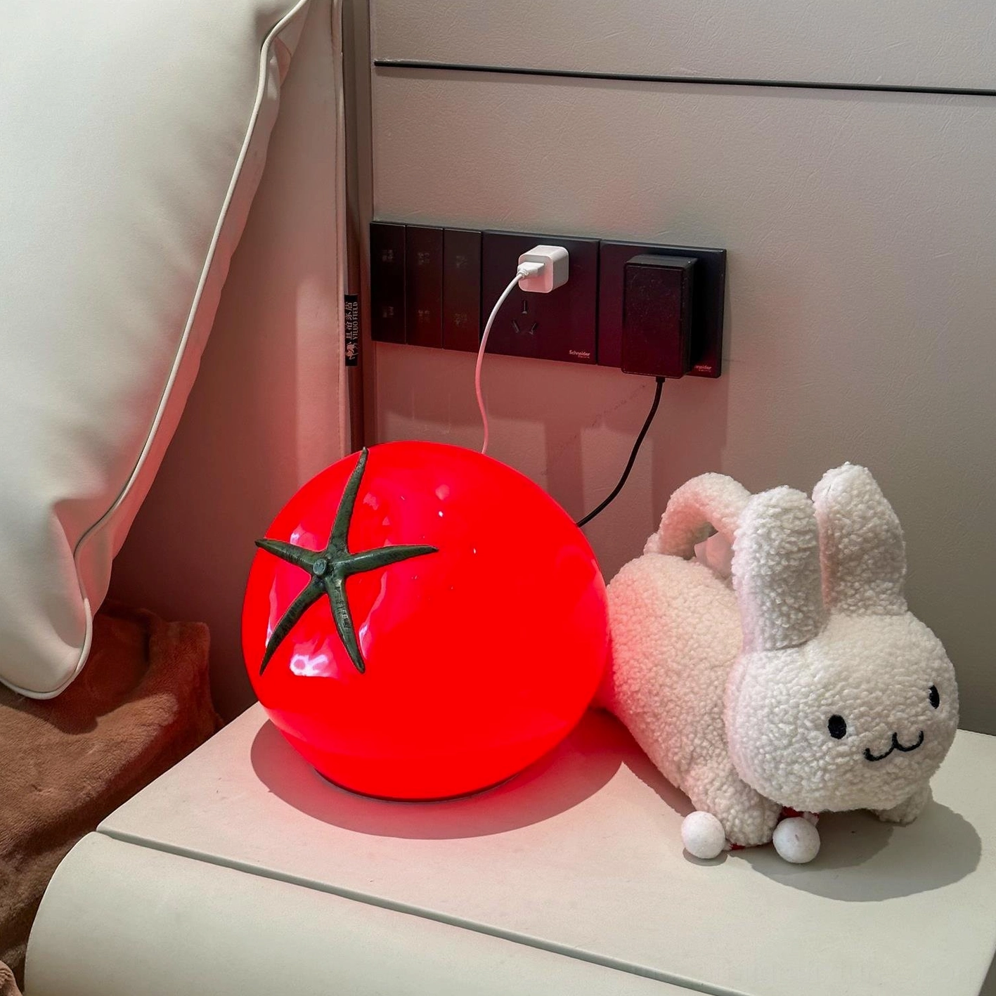 Tomato resin table lamp mid-century modern eclectic interior design aesthetic