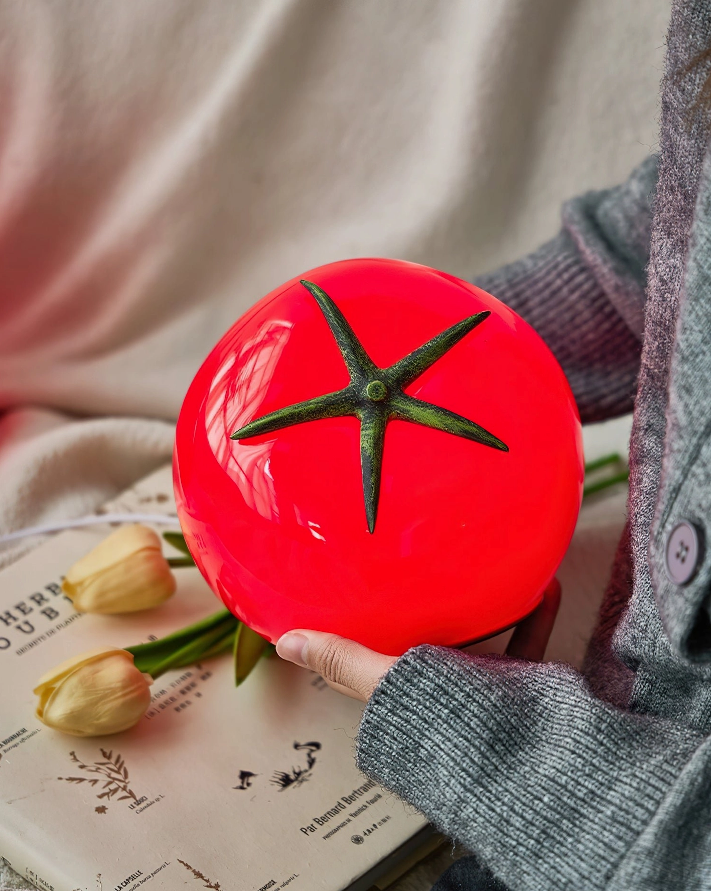 Tomato resin table lamp portable USB-powered flexible placement lighting solution