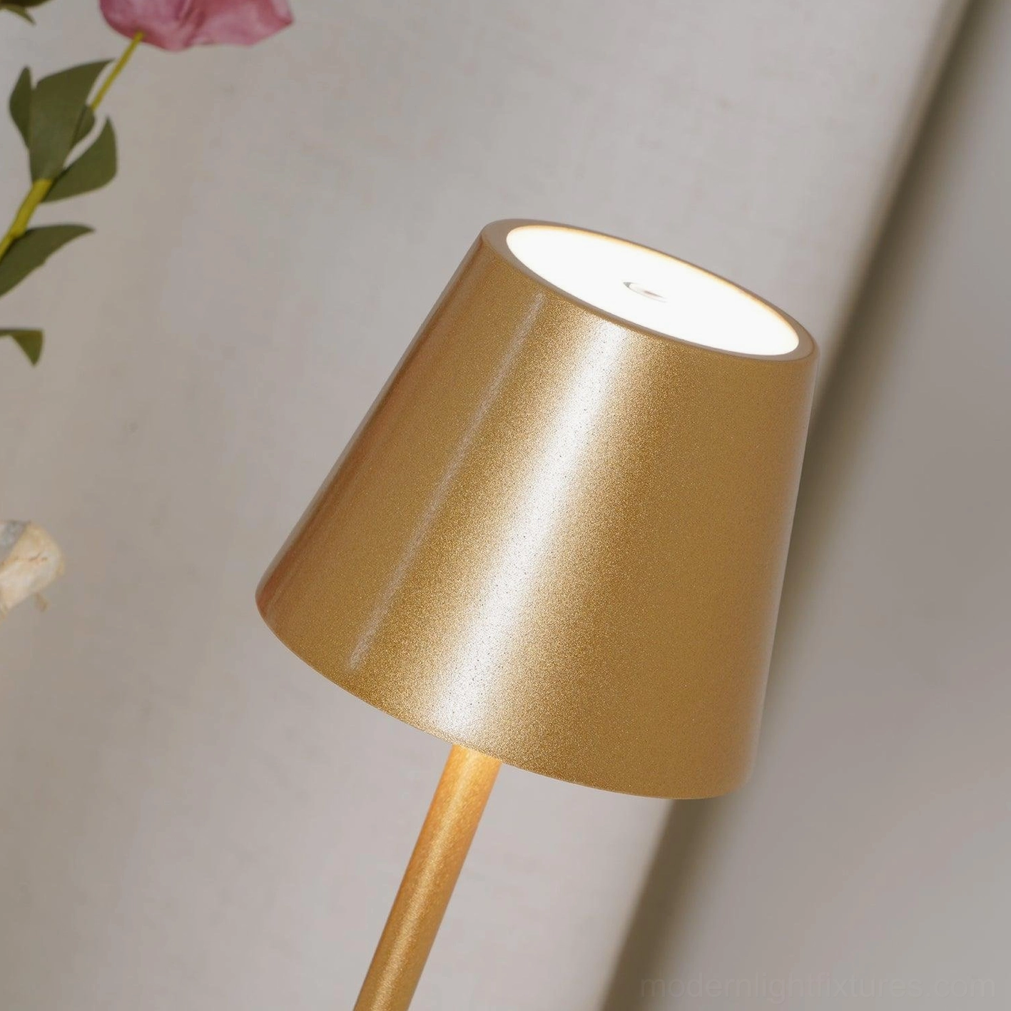 Touch control table lamp with acrylic metal shade contemporary home decor