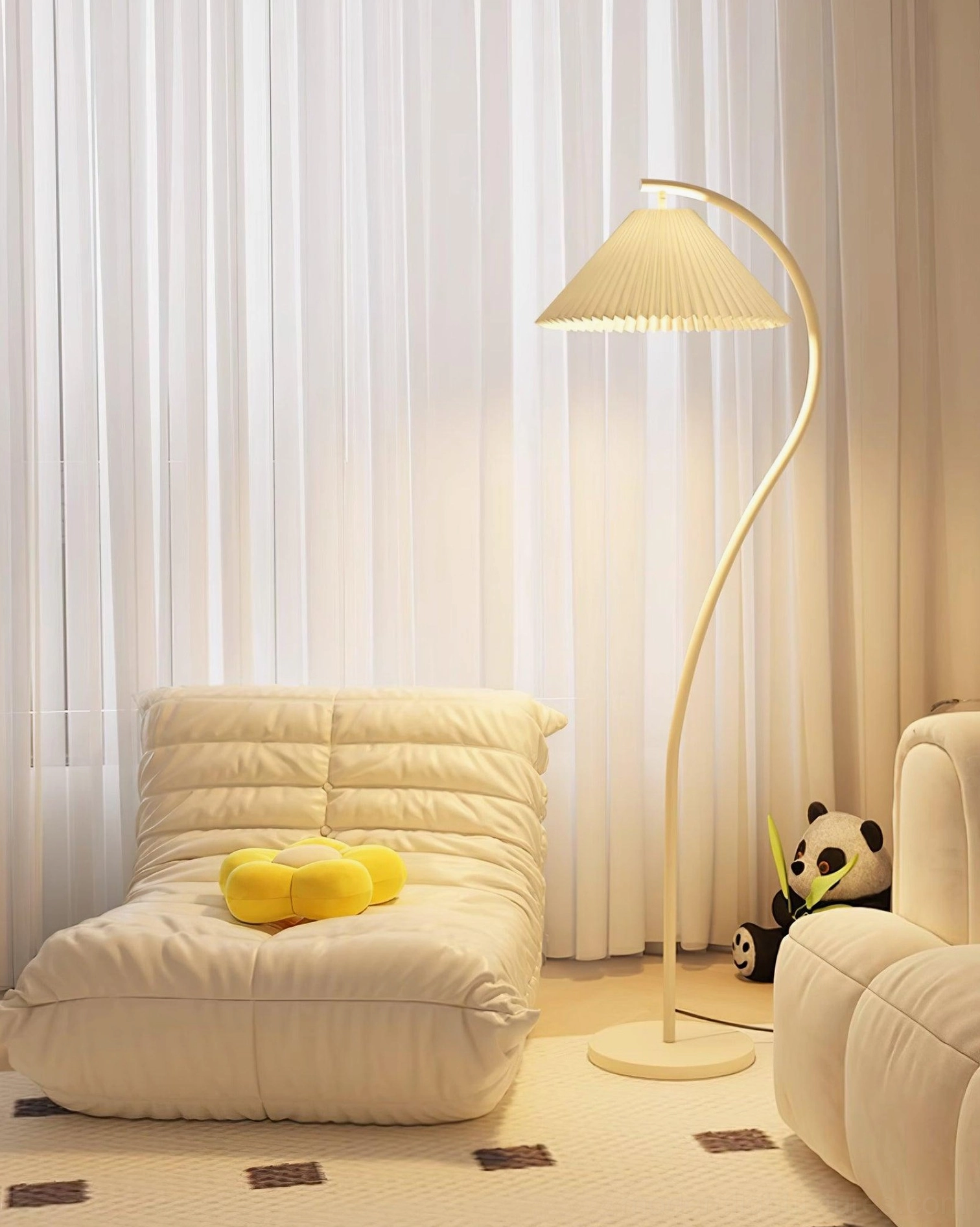 Tove floor lamp handcrafted pleated shade, premium metal construction lighting fixture
