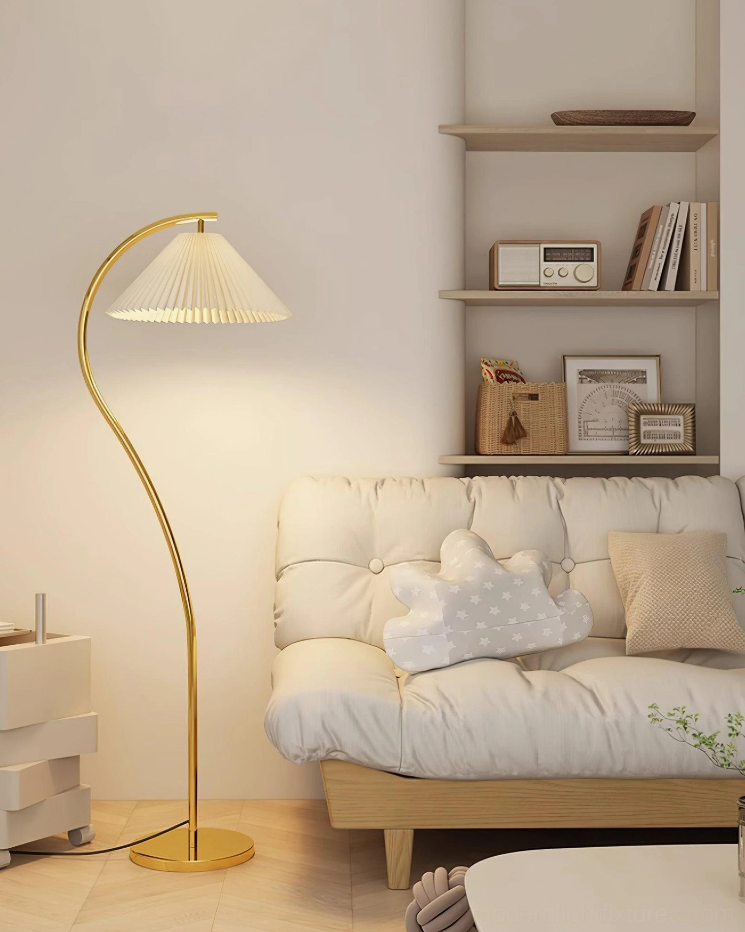 Tove pleated floor lamp home office desk task lighting, adjustable arc positioning