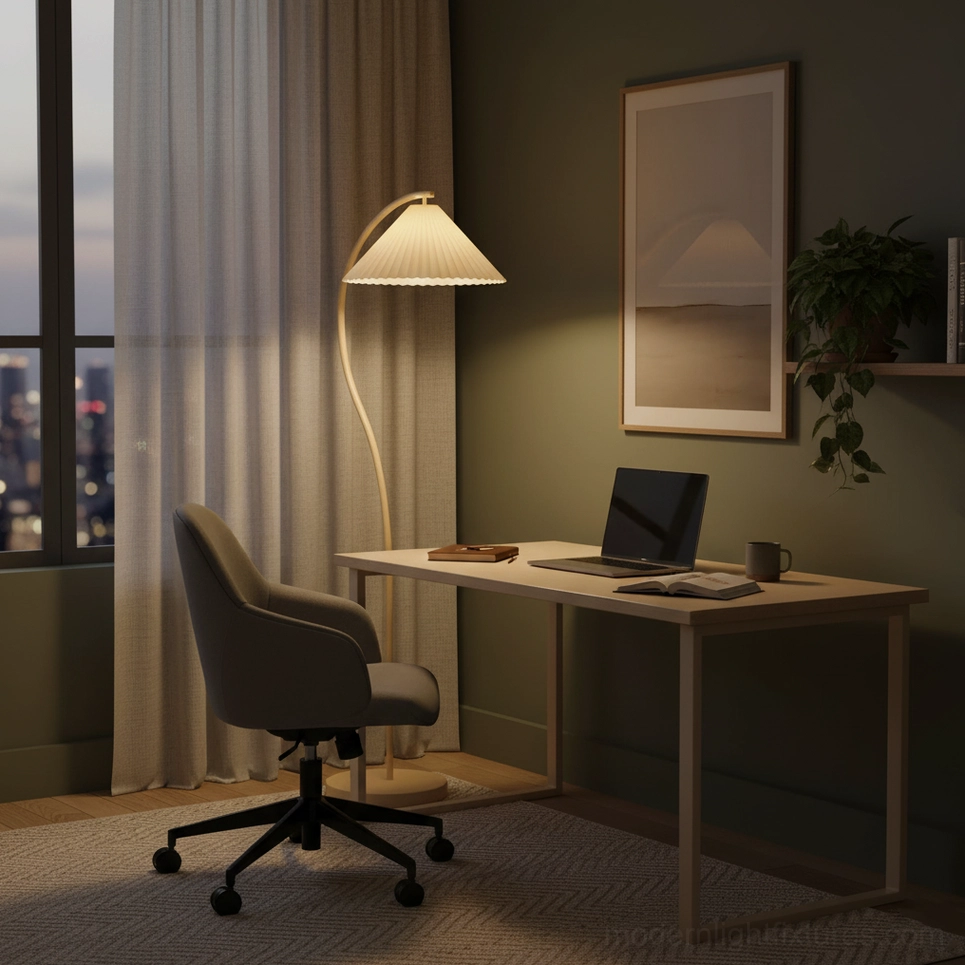 Tove pleated floor lamp contemporary interior styling, 40cm 155cm adjustable arc design