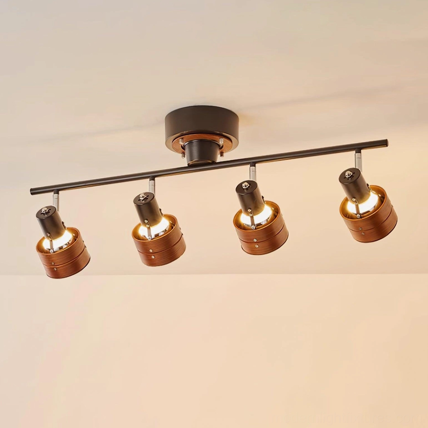 Adjustable track spotlight fixture compatible with dimmer switch for mood lighting control