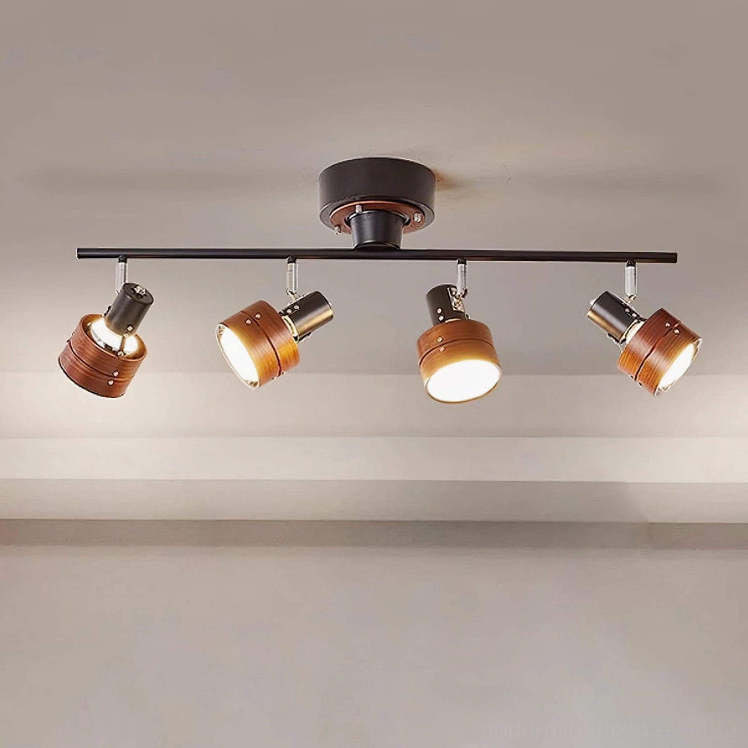 Modern track lighting system with E26 E27 socket compatibility and LED bulb compatibility shown