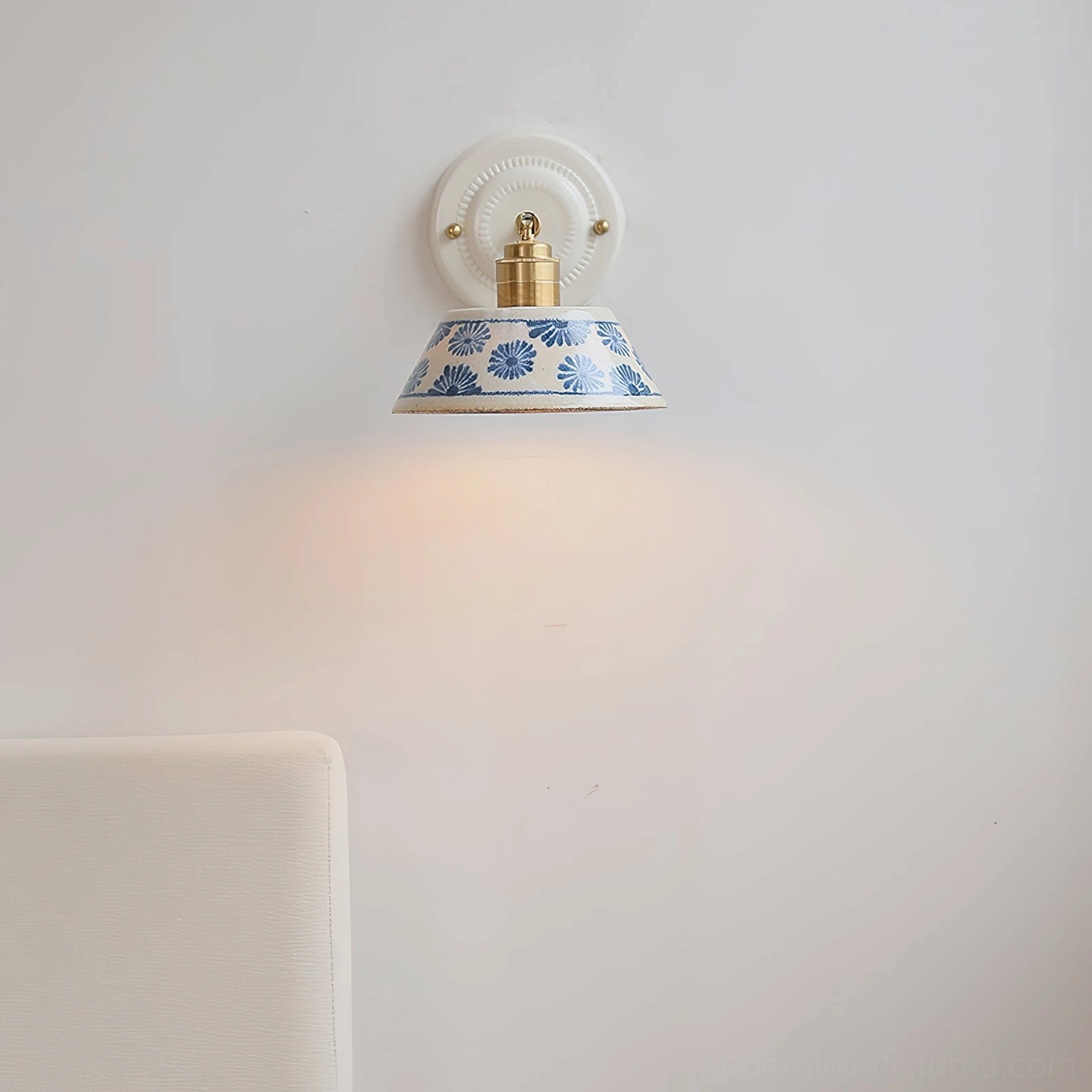 Modern ceramic wall lamp combining traditional porcelain craft with contemporary design