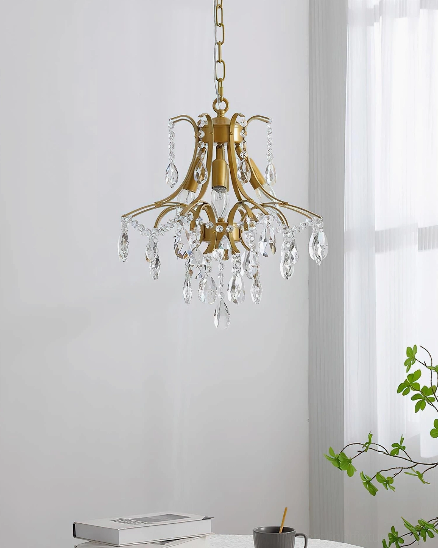 Transitional modern crystal chandelier combining traditional luxury with contemporary geometric design